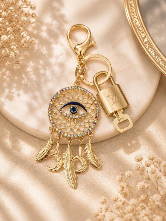 Louis Vuitton Accessories - Authentic Louis Vuitton Gold Padlock & Key 🔒 LV Bag Charm w/ Unbranded Keychain
